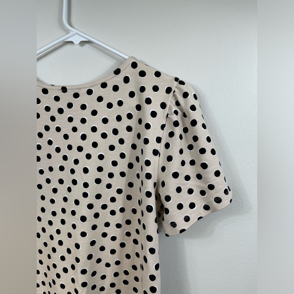 ANN TAYLOR Polka Dot Women's T-Shirt Beige and Black  Size S - Picture 9 of 12